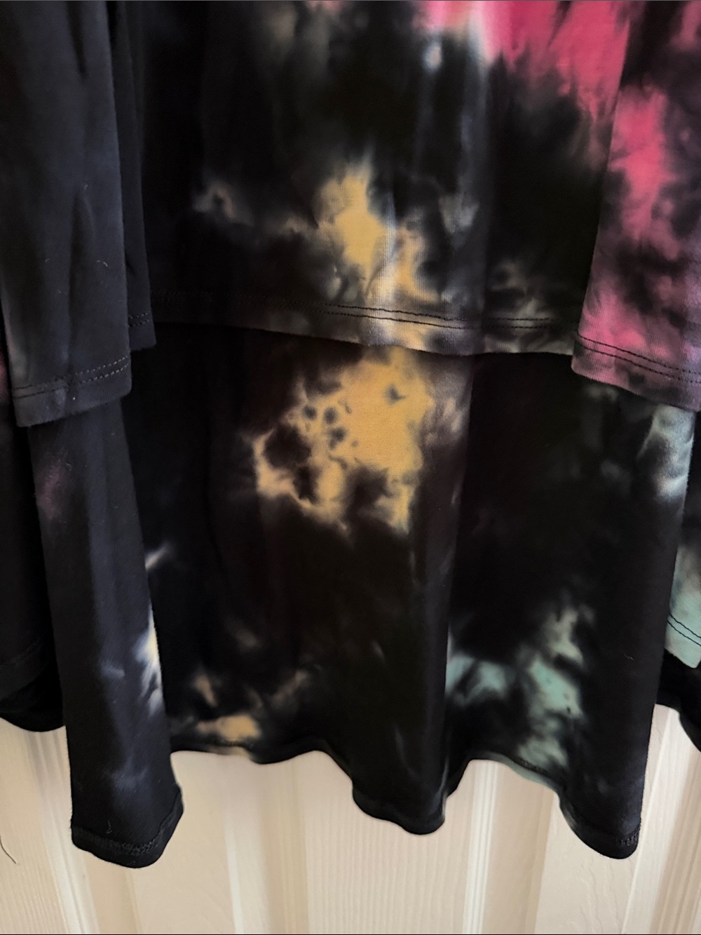 Tie-Dye High-Low Maxi Dress - Black with Pink & Blue Accents - Picture 5 of 5